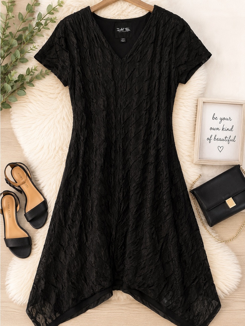 Beautiful black textured dress by Travel Togs for Lane Bryant, size 14/16